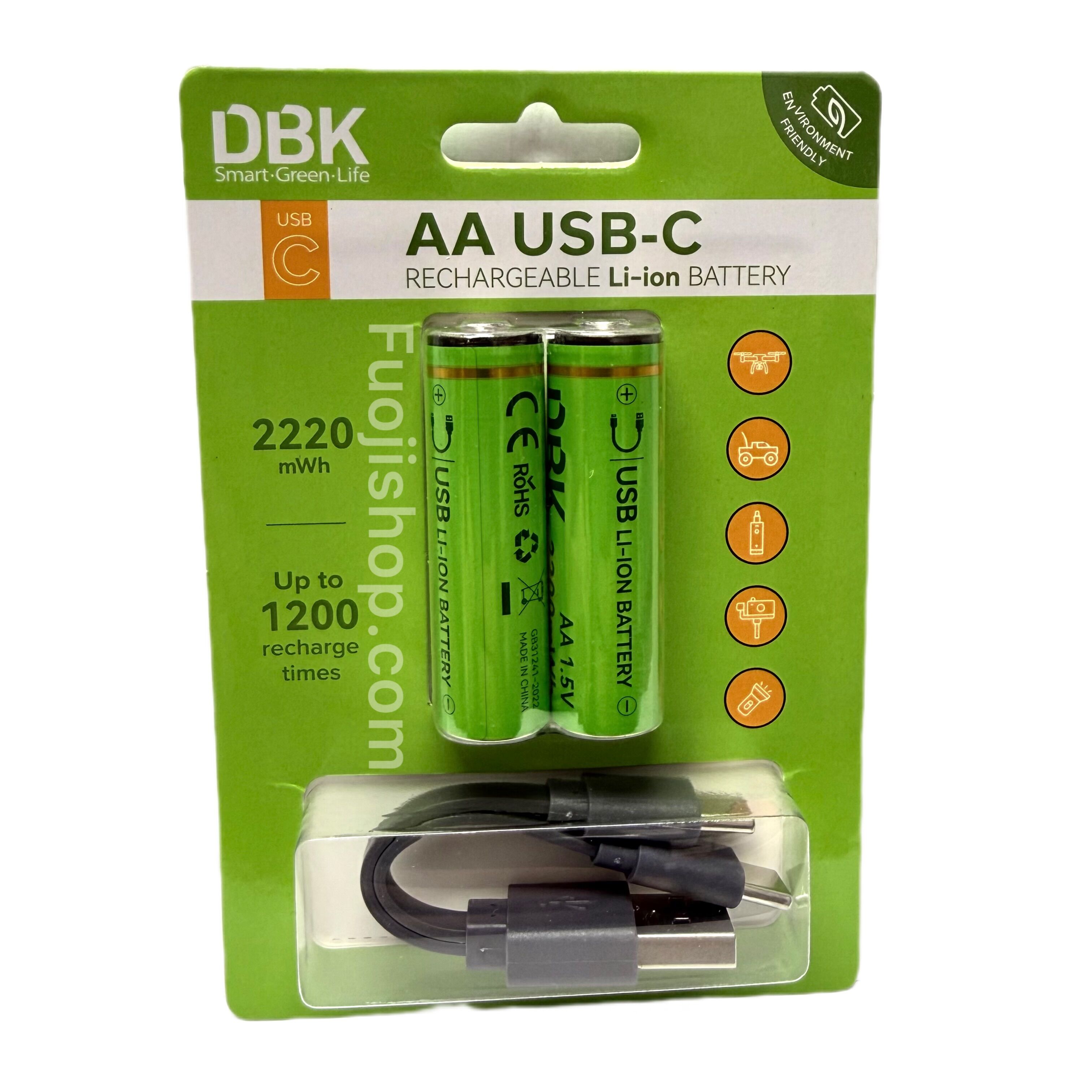 باتری قلمی شارژی تایپ سی دوتایی دی بی کی DBK